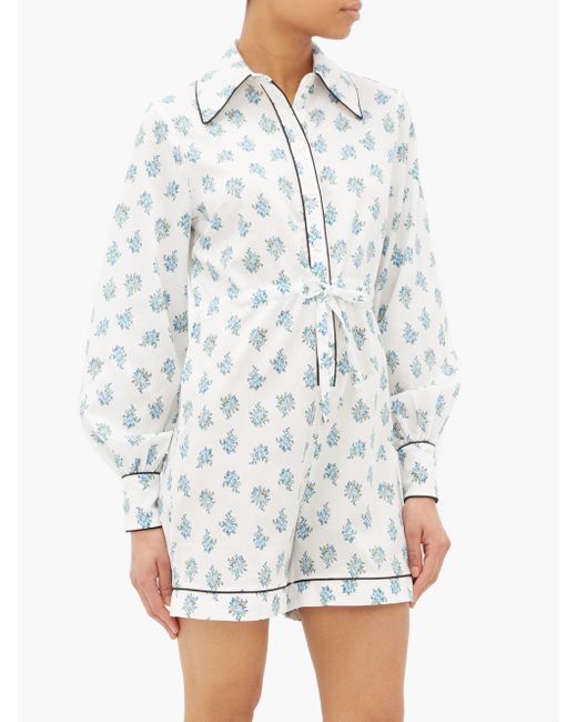 Emilia Wickstead Bryn Floral-print Cotton-poplin Pyjama Playsuit in ...