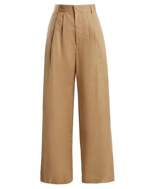 Raey Wide-leg Cotton Chino Trousers in Natural | Lyst