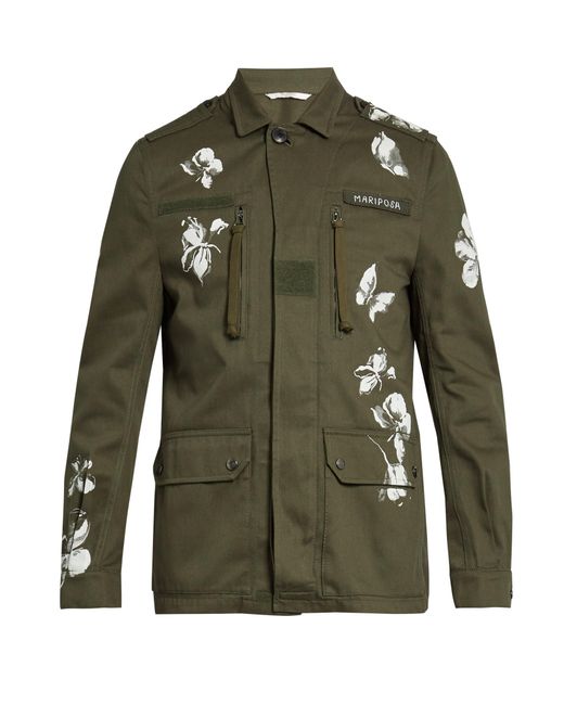 røre ved Ved ventilation Valentino Mariposa Cotton Jacket in Green for Men | Lyst