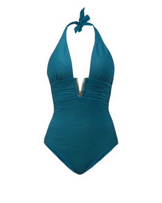 green ribbed swimsuit