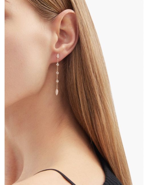 Bella Womens Single Feather Drop Earrings Rose Gold