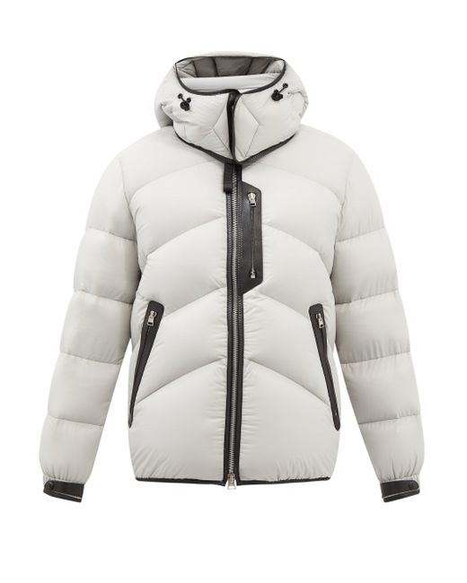 Tom Ford Leather Chevron-quilted Down Jacket in White for Men - Lyst