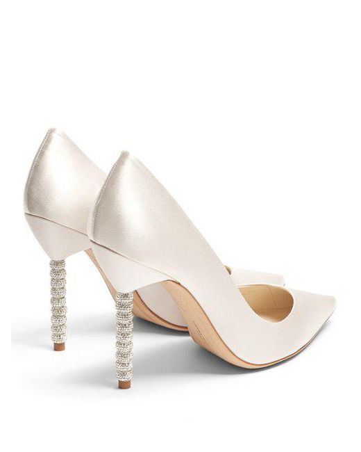 Sophia Webster Coco Crystal Embellished-heel Satin Pumps | Lyst