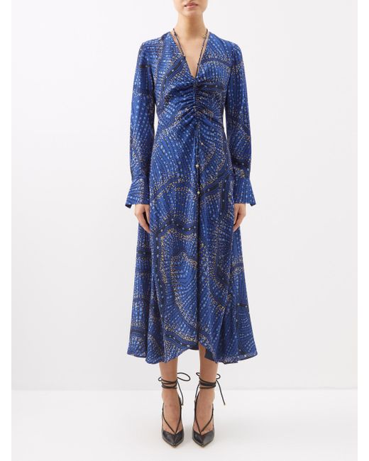 Altuzarra Mila Spot-print Silk Midi Dress in Blue | Lyst