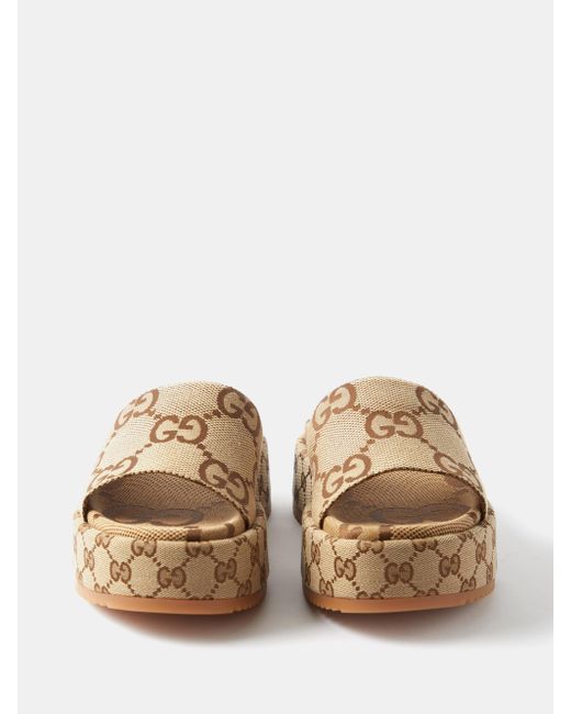 Gucci Angelina Sliders in Natural | Lyst