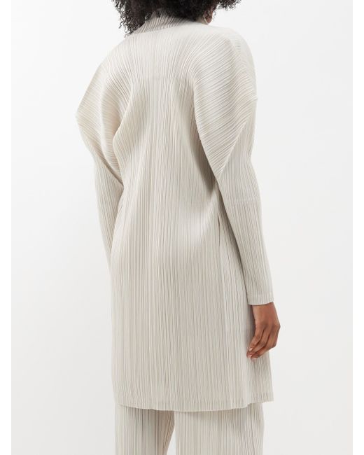 Pleats Please Issey Miyake White Technical-pleated Cardigan