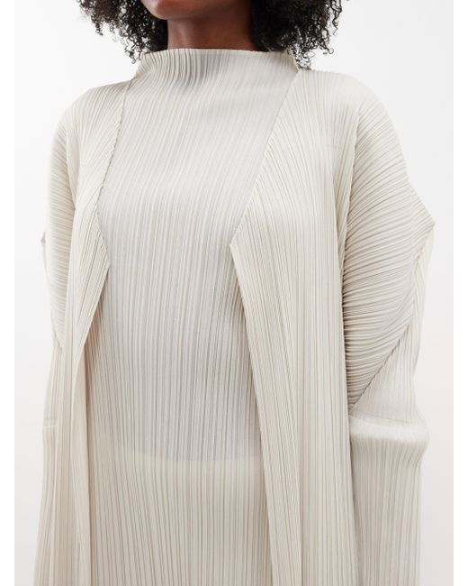 Pleats Please Issey Miyake White Technical-pleated Cardigan