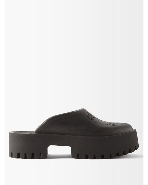 Gucci GG-perforated Rubber Clogs in Black | Lyst UK