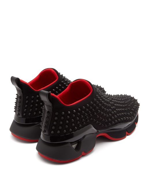 black studded louboutin trainers