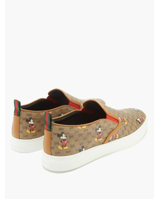 Gucci キャンバス ミッキーマウス Ggキャンバス スリッポンスニーカー カラー ブラック メンズ Lyst