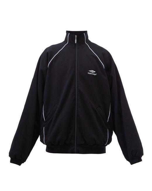 Balenciaga 3b-logo Oversized Cotton-jersey Track Jacket in Black for ...
