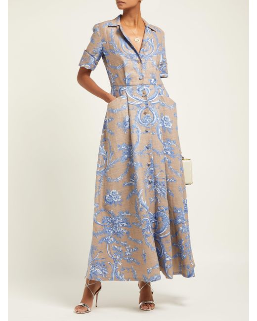 blue linen maxi dress