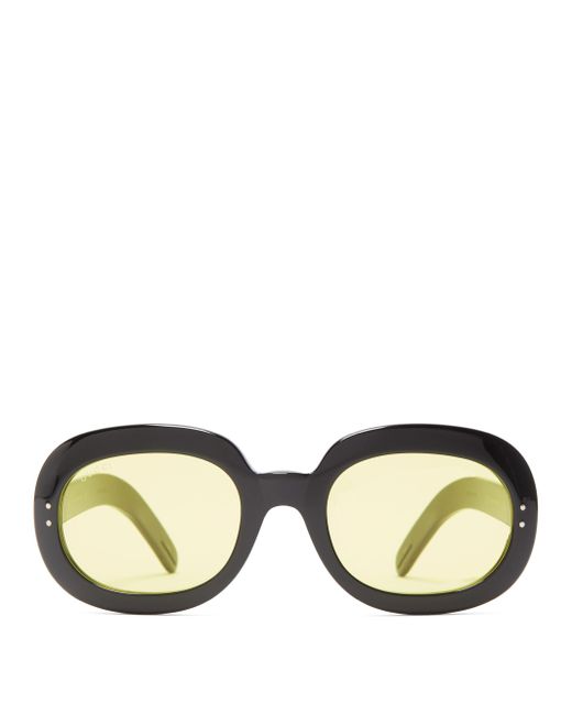 Gucci Oval Acetate Sunglasses in Black for Men - Lyst