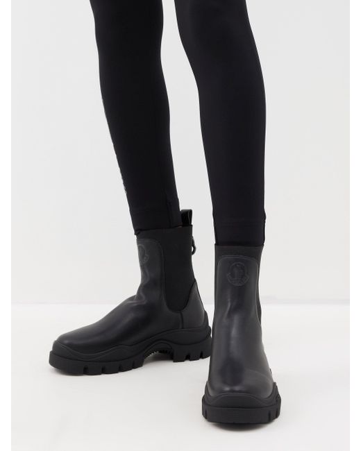 Moncler Larue Leather Chelsea Ankle Boots in Black | Lyst Australia