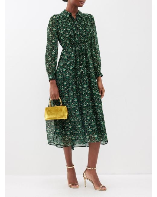 Cefinn The Kamryn Floral-print Georgette Midi Dress in Green | Lyst