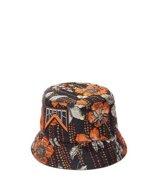 Prada Metallic Floral Jacquard Bucket Hat | Lyst