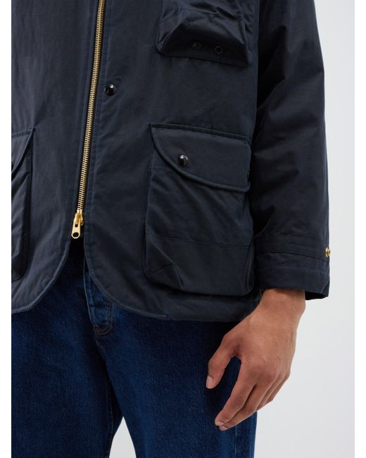 Drake's Corduroycollar Waxedcotton Field Jacket in Blue for Men Lyst