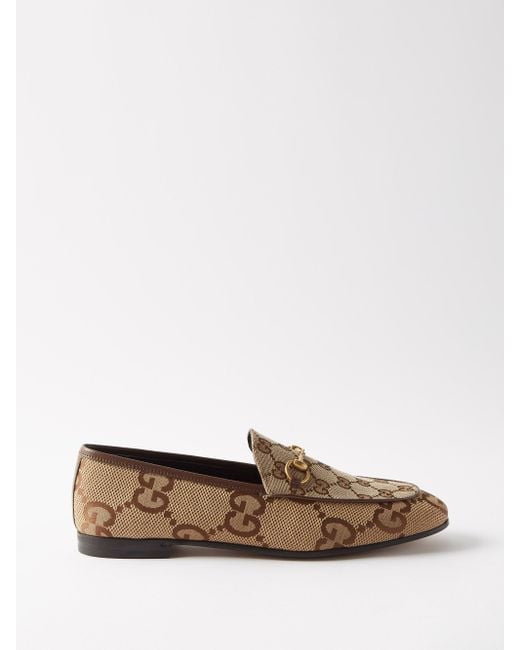 Gucci Jordan Horsebit Gg-canvas Loafers in Brown | Lyst Canada