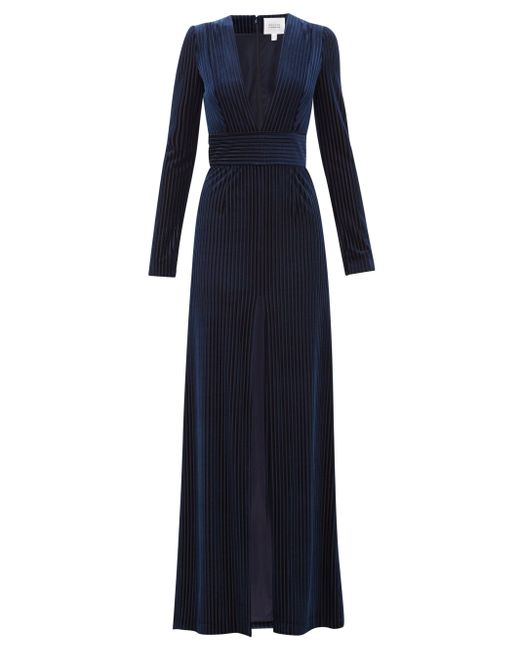 midnight blue velvet gown
