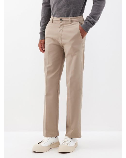 Ami Paris Cotton-gabardine Straight-leg Trousers in Natural for Men | Lyst