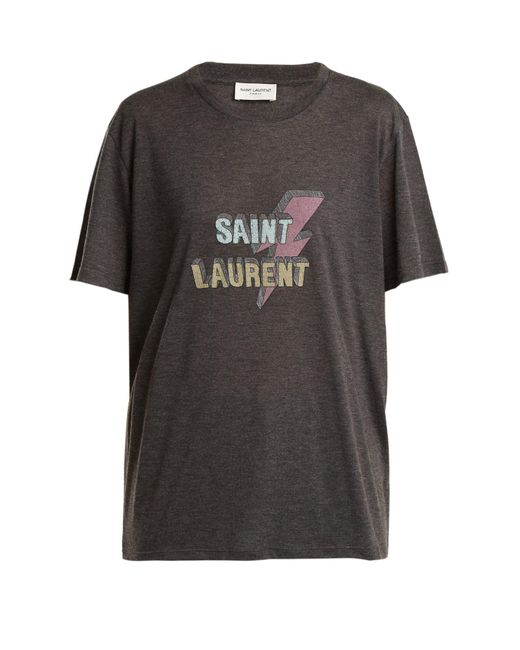T-shirt imprime en coton Saint Laurent en coloris Neutre Femme Vêtements Tops T-shirts 