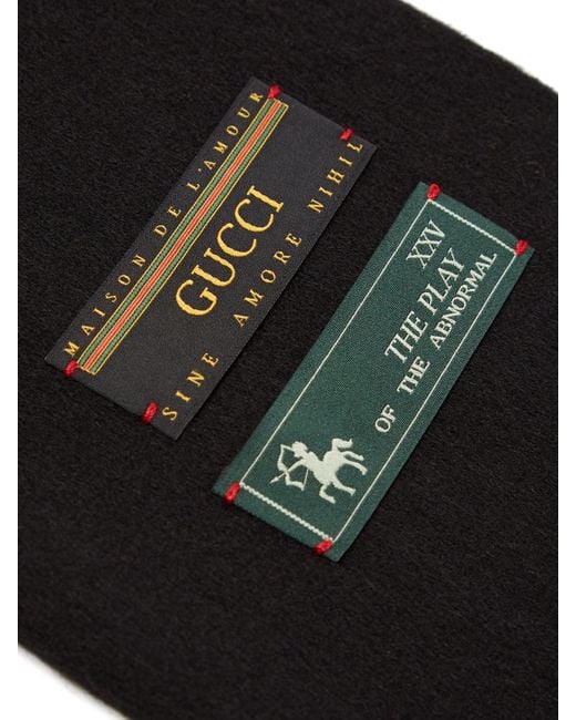 Gucci Logotag Wool Scarf in Black for Men Lyst