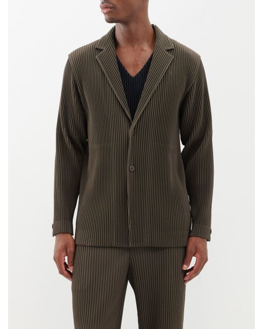 Homme Plissé Issey Miyake Gray Technical-pleated Blazer for men