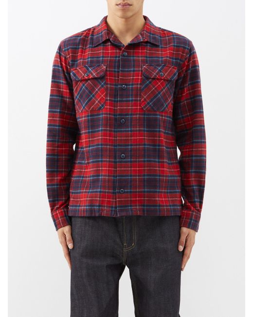 RRL Carter Check Cotton-twill Shirt in Red for Men | Lyst
