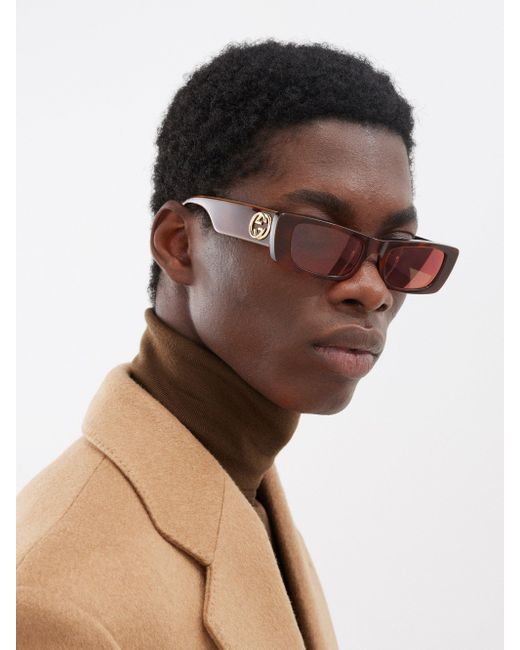 Lunettes de soleil rectangulaires en acétate GG Gucci pour homme | Lyst