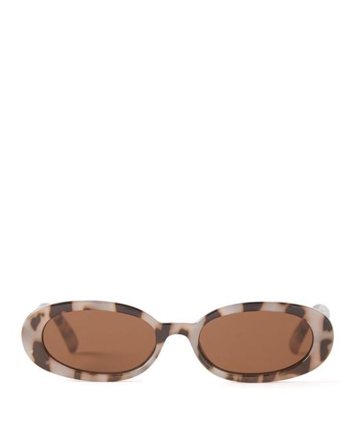 Le Specs Outta Love Oval Tortoiseshell acetate Sunglasses In Brown 