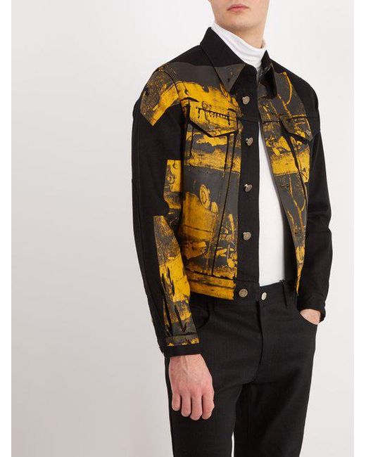 CALVIN KLEIN 205W39NYC Car Crash-print Denim Jacket in Black for Men | Lyst