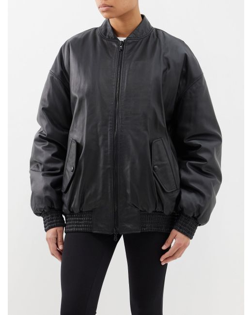 Wardrobe NYC Oversized Leather Bomber Jacket in Black Lyst