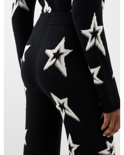 Perfect Moment Whistler Star-intarsia Merino Wide-leg Track Pants in Black