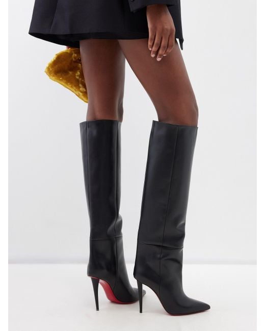 Christian Louboutin Astrilarge 100 Leather Knee Boots in Black | Lyst