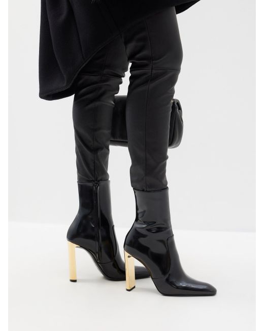 Saint Laurent Auteuil 105 Leather Ankle Boots in Black | Lyst