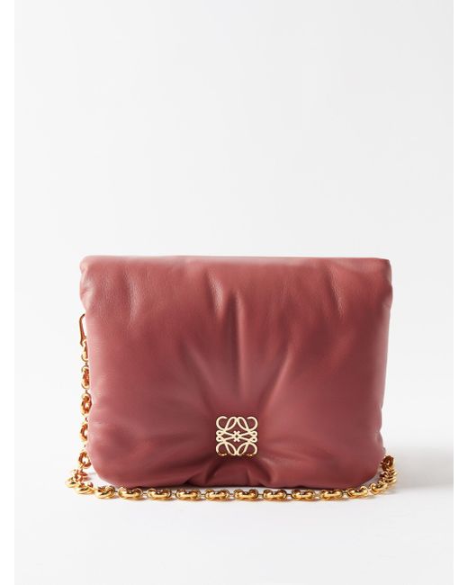 Loewe Puffer Goya Leather Shoulder Bag in Pink (Red) | Lyst UK