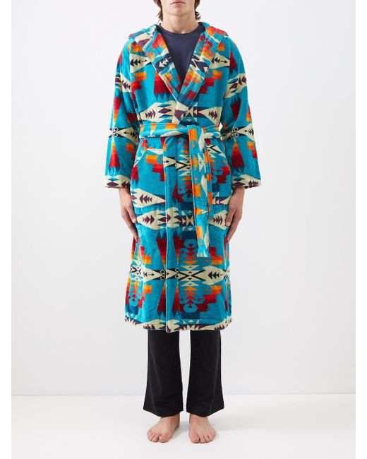 Pendleton Geometricprint Cottonterry Bathrobe in Blue for Men Lyst