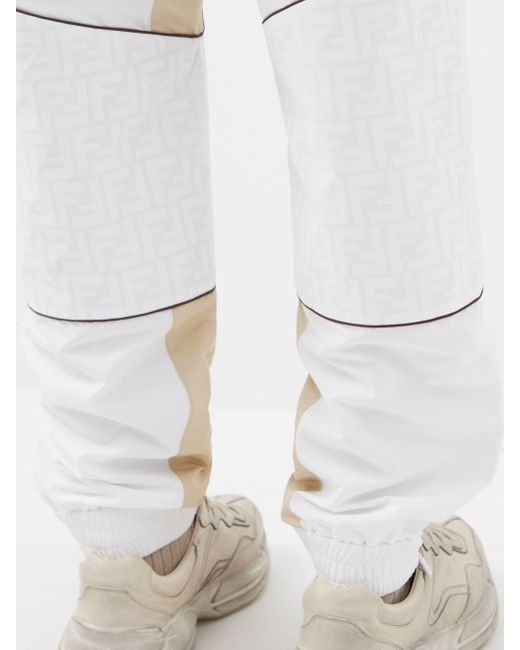 Fendi Roma Ff-print Shell Track Pants in White for Men | Lyst