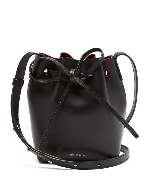 black mini bucket bag