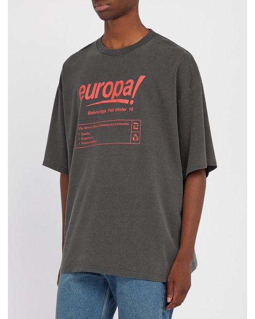 Balenciaga Europa-print Cotton T-shirt in Black for Men | Lyst