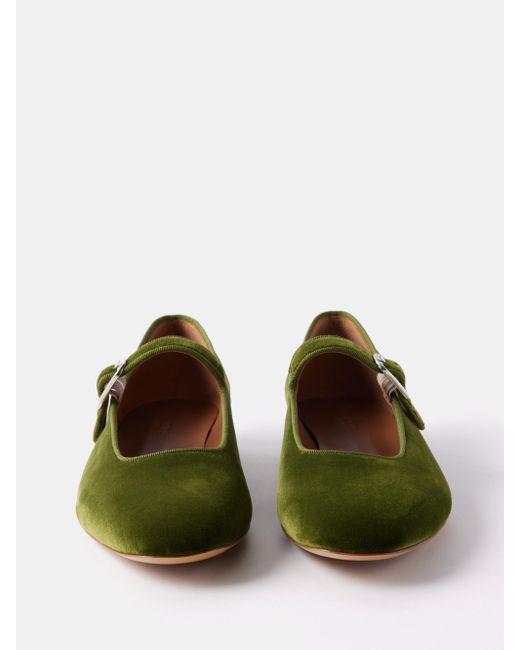 Green velvet deals ballet flats
