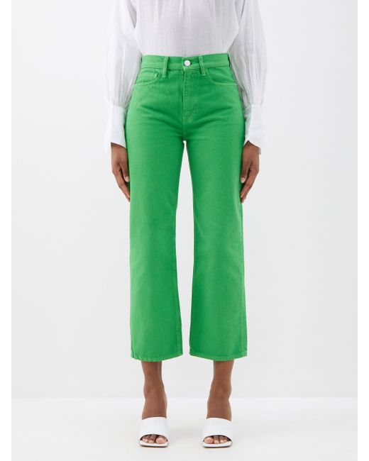 FRAME Le Jane Crop Jeans in Green Lyst