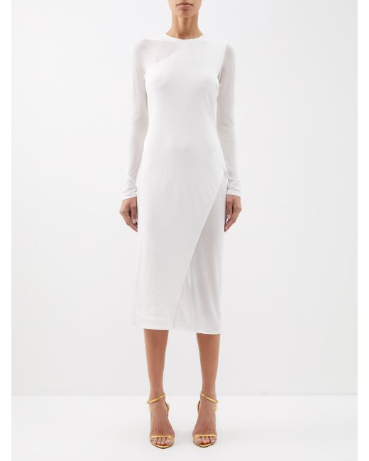 Tom Ford Sheer-panel Jersey-crepe Dress in White | Lyst