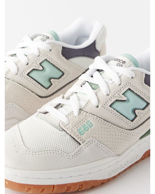 New Balance 550 Suede And Mesh Trainers in White Lyst