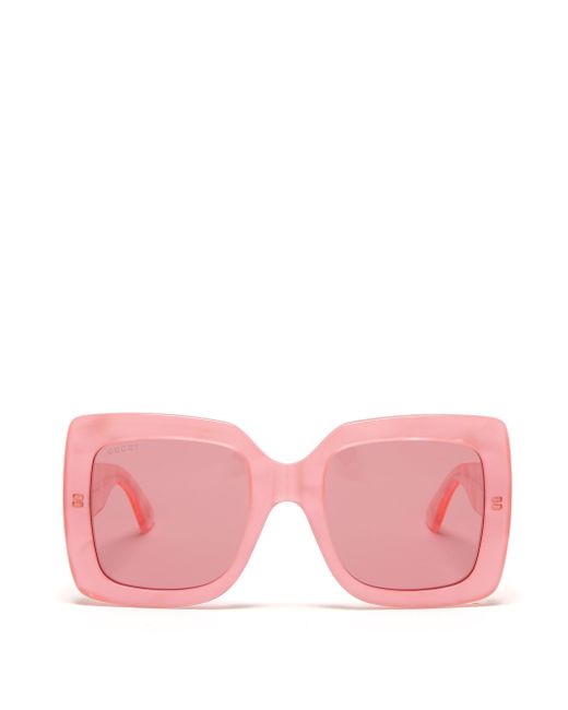 Gucci Oversized Square Pearlescent Acetate Sunglasses In Pink Lyst 