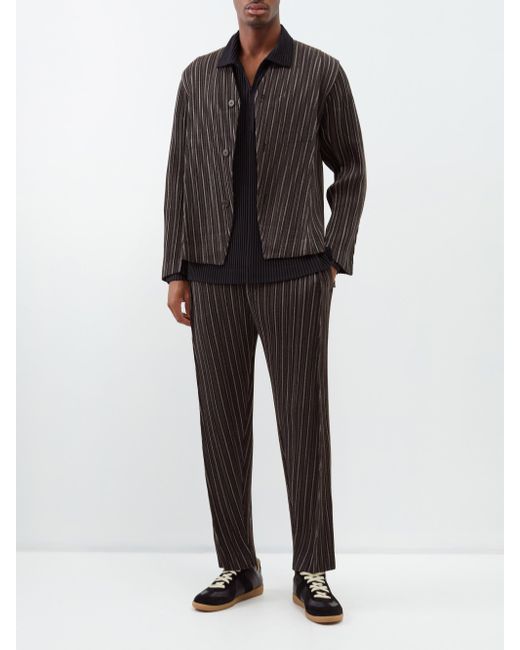 Homme Plissé Issey Miyake Tweed Pleats Suit Trousers in Black for
