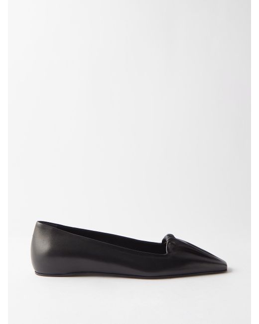 Totême The Gathered Leather Ballet Flats in Black | Lyst UK