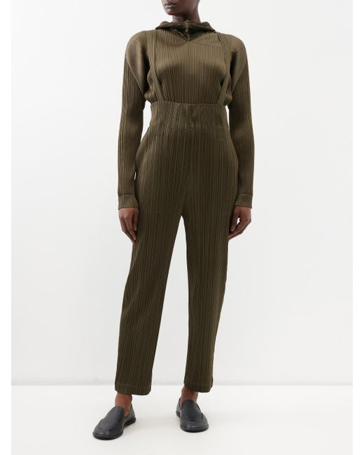 Pleats Please Issey Miyake Green Technical-pleated Overalls