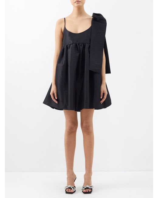 Kika Vargas Mathilde Bowtrim Taffeta Mini Dress in Black Lyst