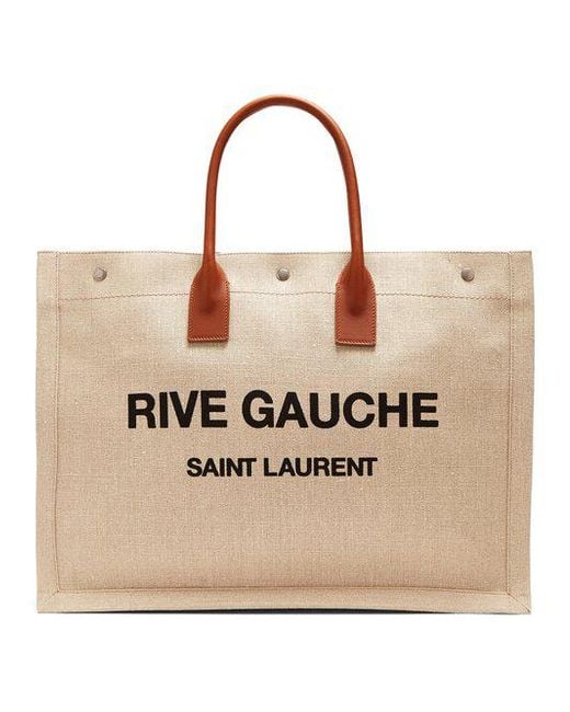 Saint Laurent Rive Gauche Canvas Tote Bag in Natural | Lyst